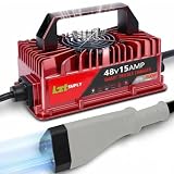 Lztsuply 48V 15Amp Golf Cart Battery Charger for EZGO RXV & TXT with Upgraded 3-Pin Triangular Plug &16Ft Cable, IP67 Waterproof Smart Trickle Charger Delta-Q Plug for 48 Volt Lead-Acid Batteries