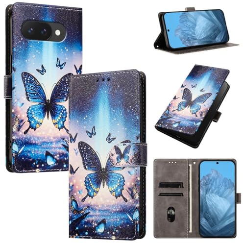 Étui Pixel 10A avec papillon brillant et rabat magnétique en cuir