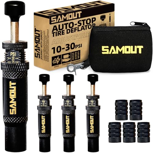 SAMOUT Adjustable Auto-Stop Tire Air Down Kit (10-30 PSI) Screw-on Tyre Deflator Tool for Offroad 4x4 Vehicle Accessories - Best Auto-stop Tire air down kit