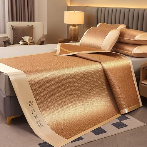 TWHZSAI Colchoneta de Verano de bambú, Plegable, refrescante, con sábana de Doble Cara y Aire Acondicionado, fácil de Limpiar, Alfombra Enrollable para Dormitorio y Sala de Estar (Color B, 180 cm)
