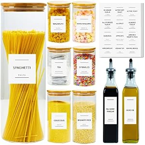 432 Pantry Labels – UK Based Ingredients – Waterproof Pantry Labels Jars – Kitchen Labels Containers – Perfect Pantry Kitchen Jar Labels- Storage & Organisation Jar Labels
