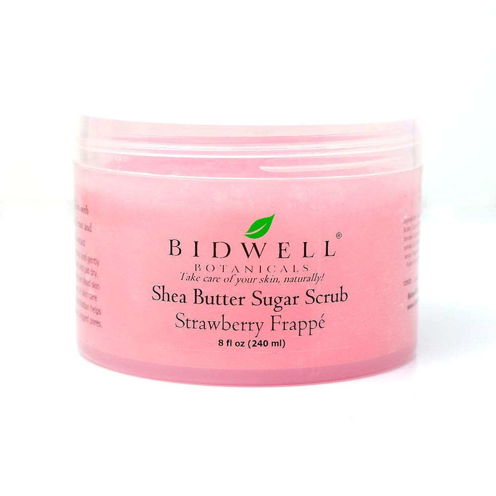 Strawberry Frappé Shea Butter Sugar Scrub Body Exfoliator with Hibiscus and Fruit Extracts