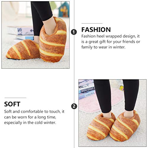 1pair Bread Slippers for Women Cozy Indoor Simulation Slippers Soft Heel Wrapped Design for Home Use Warm and Comfortable House Shoes Fits3