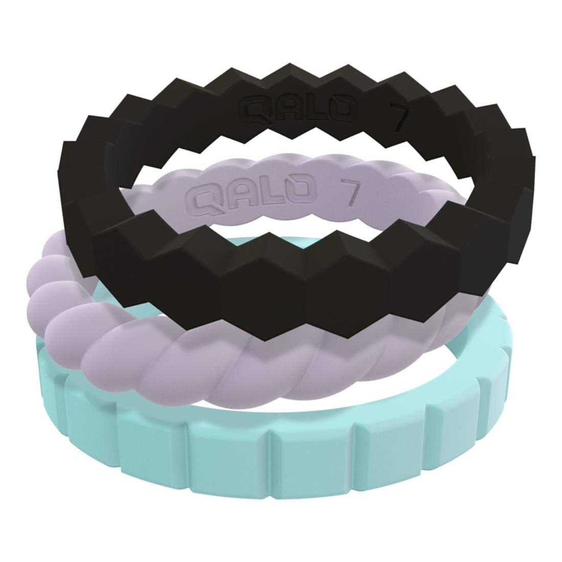 QALO Slicone Wedding Ring - Carrie Stackable Set - Womens - Size 8