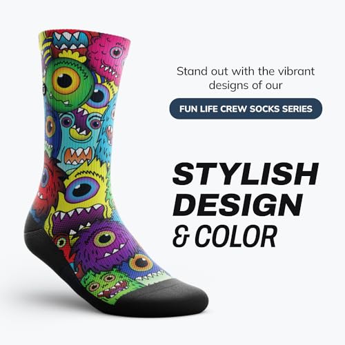 Image of Outway Novelty Crew Socks for Men & Women, Breathable, Moisture-Wicking Athletic Calf Sock with Arch Support