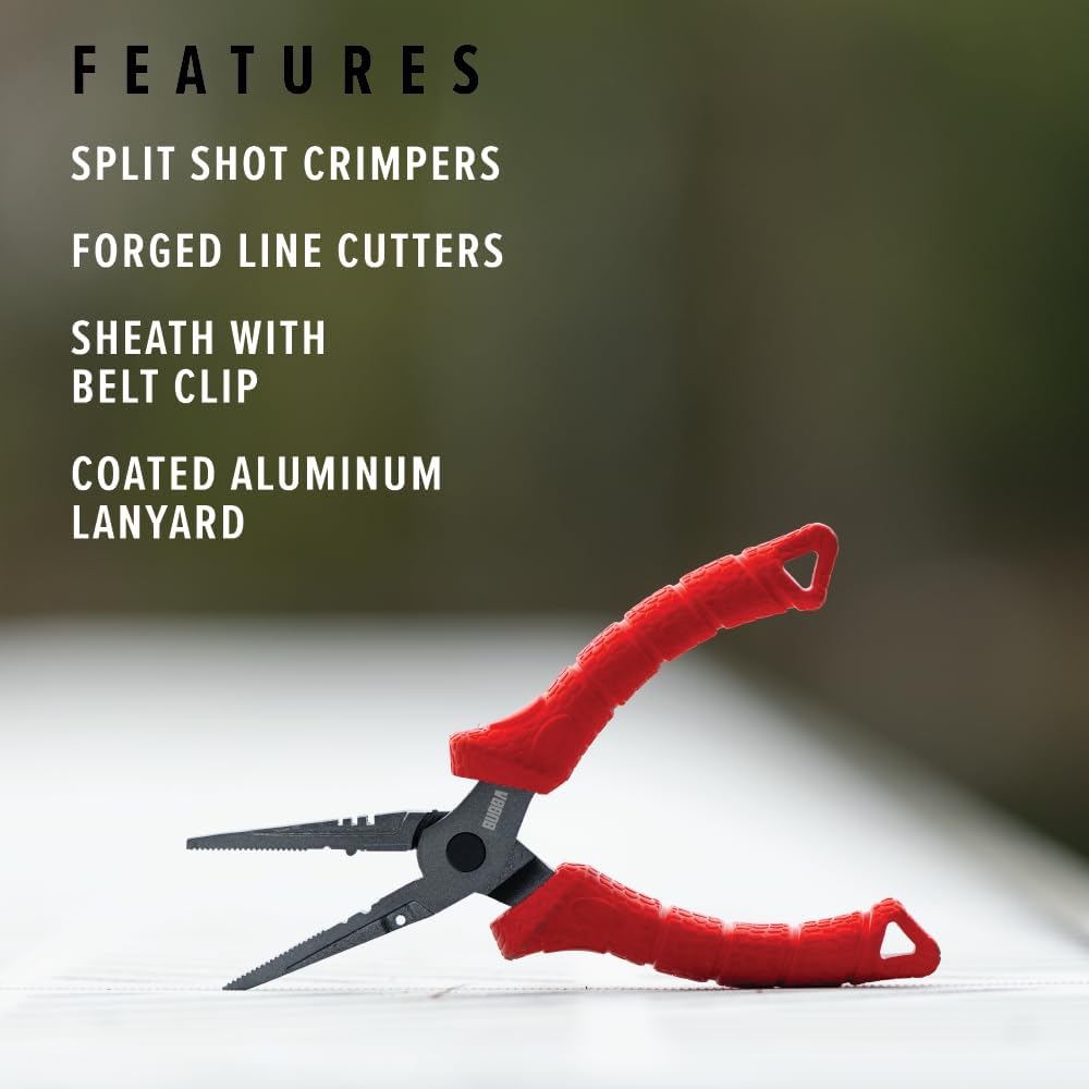 BUBBA Forged Fishing Pliers with Premium Corrosion-Resistant Coating, Crimping Cutouts for Freshwater & Saltwater Fishing, 7.5"