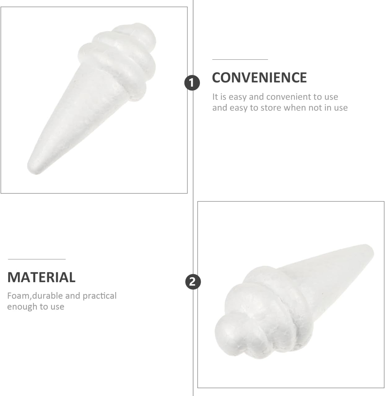 CORHAD DIY Foam Ice Cream Model 5.70X2.36X2.36In Polystyrene Craft for Hand-Painted Decorative Artworks and Wedding Display