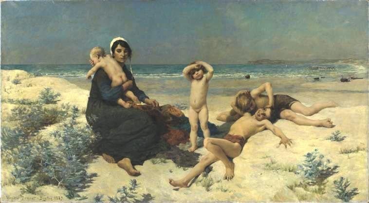 Art Tableau La Spiaggia Virginie Demont-Breton décoration murale chambre 60x90