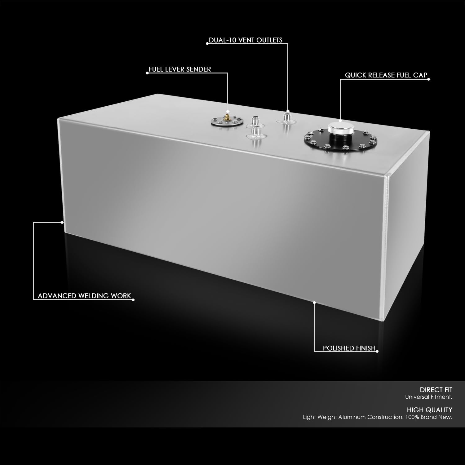 DNA MOTORING Aluminum Top-Feed Fuel Cell Gas Tank ALU-FT-RE-21G