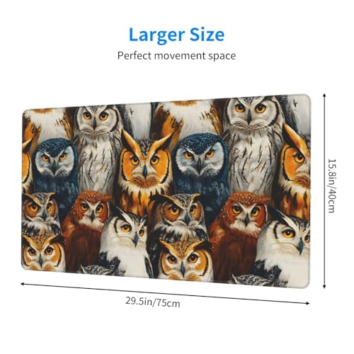 Tapis de souris de jeu grand format avec impression hibou - 2