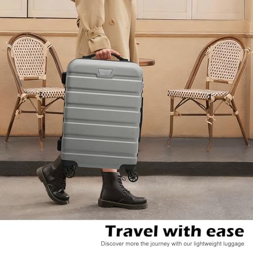 Coolife Luggage 3 Piece Set Suitcase Spinner Hardshell Lightweight TSA Lock (sliver3)
