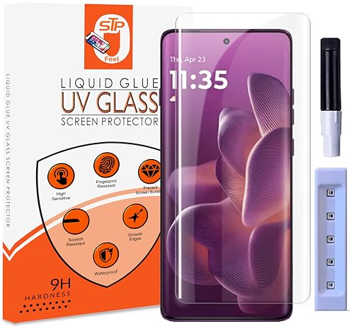 Image of Premium UV Tempered Glass Screen Protector Guard Compatible For Motorola Edge 60 5G / Moto Edge 60 Pro 5G (6.67 Inch, Pack of 1) Full Adhesive UV Curved Case Friendly HD Clarity