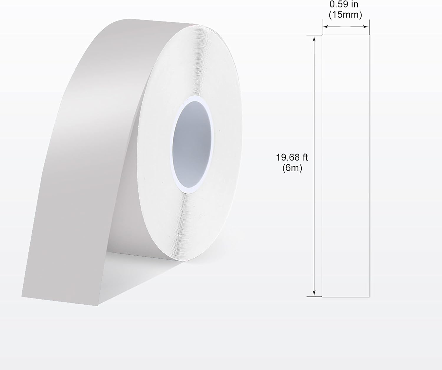 Label tape roll with dimensions 0.59 inches by 19.68 feet