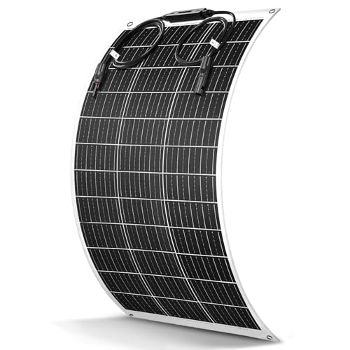 BOKENTIO 100W Flexible Solar Panel 100W 24V/12V Monocrystalline Bendable -Semi-Flexible Solar Panels Charger Off-Grid for RV Boat Cabin Van Car Uneven Surfaces
