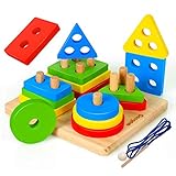 Hilfreiche Teaching Tool: Diese Holzsortiertafel ist ein gut ausgebautes Spielzeug für das Lernen.Unterstützt Motorik, Matching, Herstellung von Mustern, Zählen, Problemlösung und Hilfe bei der Hand-Augen-Koordination und Geschicklichkeit.All das Lernen Spaß.