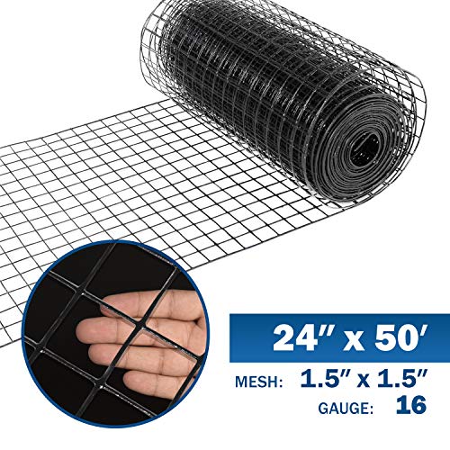 Fencer Wire 16 Gauge Black Vinyl Coated Welded Wire Mesh Size 1.5 inch by 1.5 inch (2 ft. x 50 ft.)