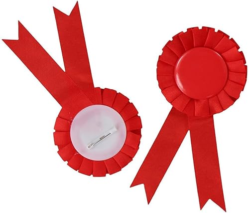 Miniatura 6 de dohobby 12 cintas de premio en blanco, medallas de premio con cinta roseta, cintas de reconocimiento de lujo para eventos deportivos, fiestas (rojo)