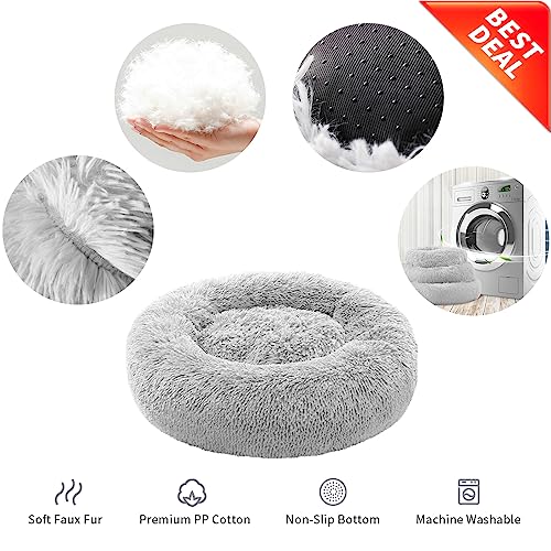 YOJOGEE Small Cat Bed for Indoor Cats Self-Warming Donut Kitty Bed for Small Cats Keeping Warm Washable Pet bed with Anti Slip Base - Image 2