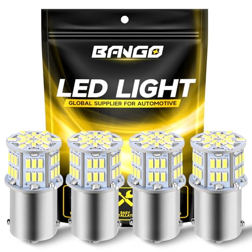 BANGO 1156 LED Bulb White Backup Reverse Light 1141 7506 BA15S RV Interior Light Bulbs Super Bright for 12V RV Camper Trailer Boat Trunk Interior Lights Pack of 4