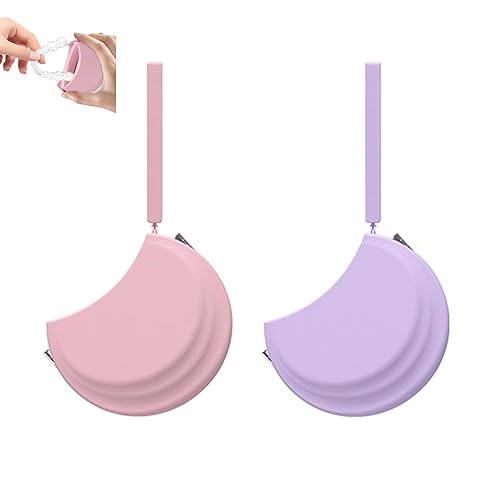 Paquete de 2 fundas de retención de silicona con orificios de ventilación, cordón para alineador, lindo soporte portátil para contenedores de noche,