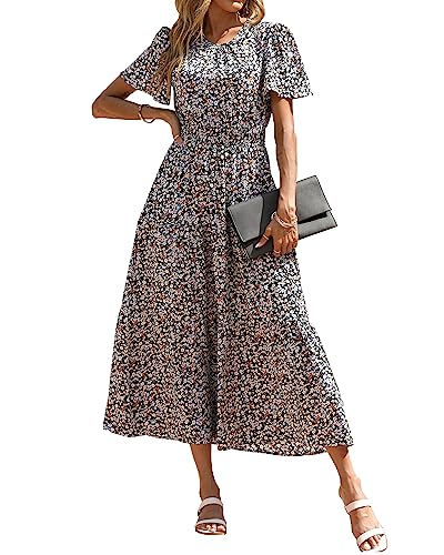 Image of PRETTYGARDEN Women's Casual Smocked Boho Floral A-Line Maxi Dress 2026