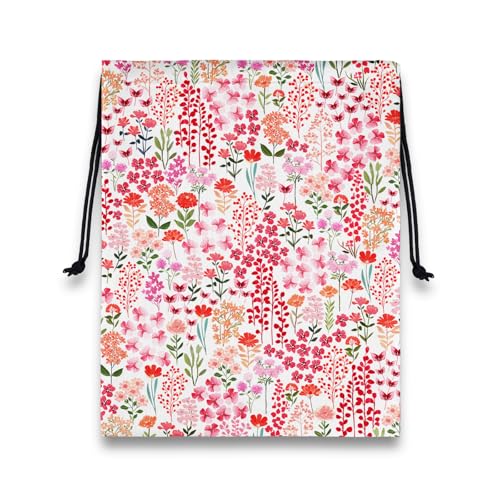 Image of Gymnastics Grip Bag Pink Floral Plant Small Portable Drawstring Storage Pouch Bag