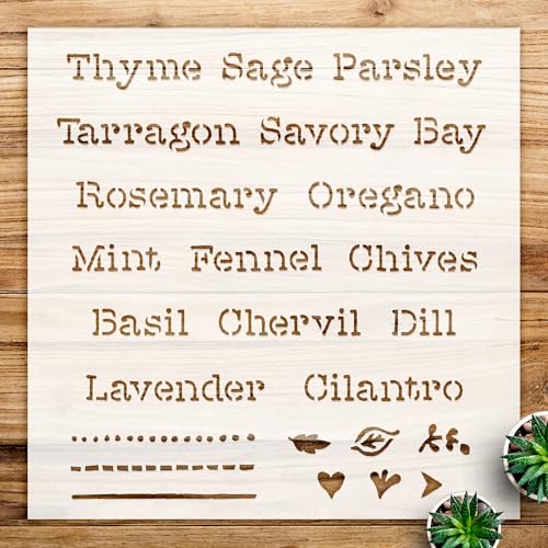 Herb Label Stencil for DIY Garden Markers, Reusable Mylar Template, Ideal for Plant Identification and Craft Projects - Size A4 (8.5" x 8.5")