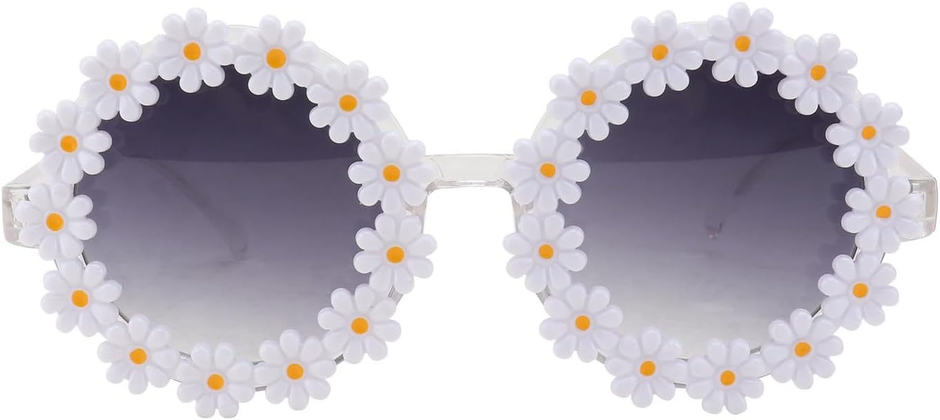 Hawaiian Flower Sunglasses for Women, Small Daisy Design Gradient Lenses, Stylish Party Eyewear for Picnic and Vacation, Creative Novelty Sun Glasses