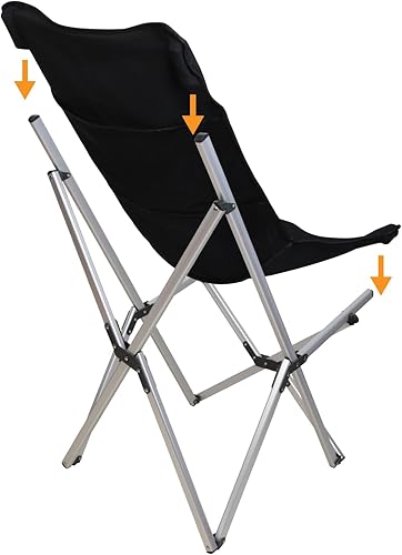 Miniatura 6 de Silla plegable portátil de aleación de aluminio, capacidad de 275 libras, ligera y compacta para exteriores, playa y viajes (negro)