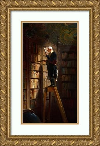 ArtDirect Carl Spitzweg 15x24 Gold Ornate Framed and Double Matted Museum Art Print Titled: The Bookworm (Circa 1851)