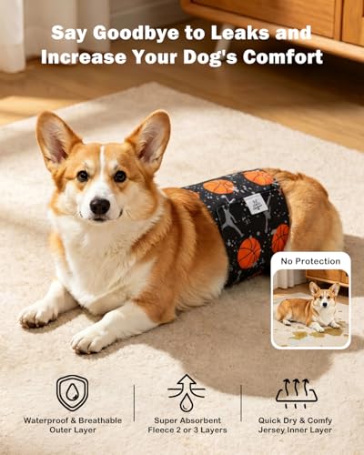 Image of CuteBone Dog Diapers Male Belly Bands 3 Pack for Male Dogs Reusable Puppy Wraps