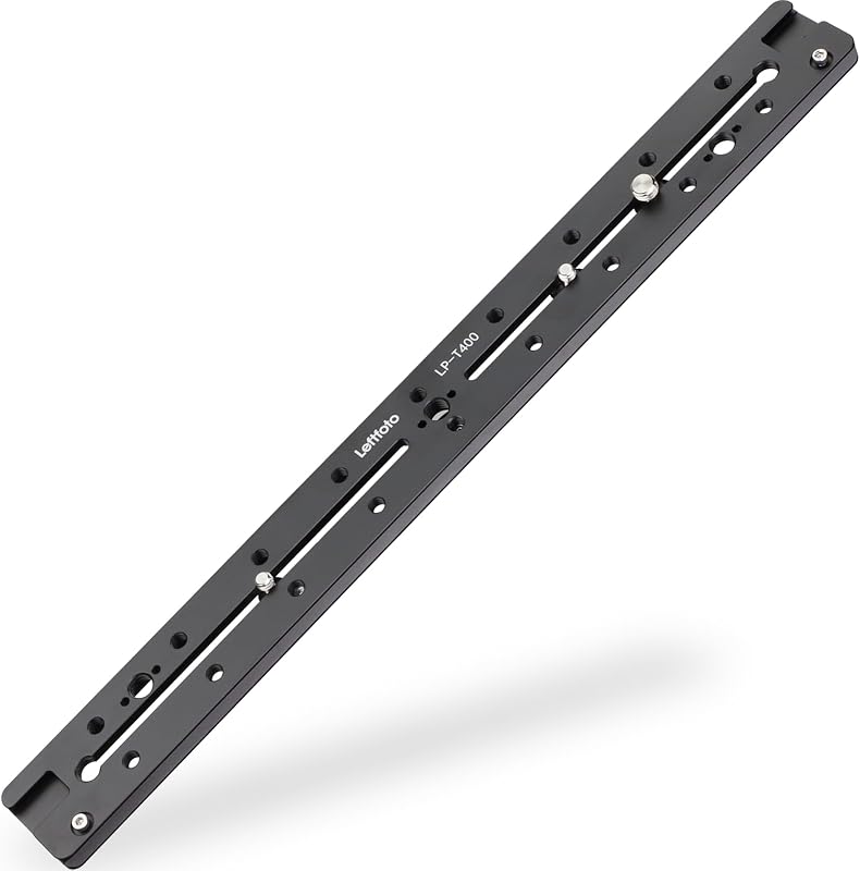 400mm Lengthened Quick Release Double Dovetail Slide Rail Universal QR Plate, with ARRI Locating Hole, 1/4" & 3/8" Threads, Cold Shoe - for DSLR Camera Tripod Ballhead
