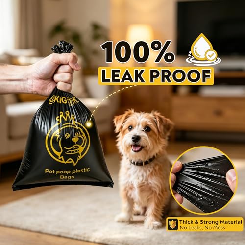 Image of Dog Poop Bags, Dispenser, and Stainless-Steel Holder, (Writable Pet ID Tag) Walking and Training Puppy Accessories, Hands-Free Carrier, Supports Small, Medium, Large Breeds, 37 Rolls