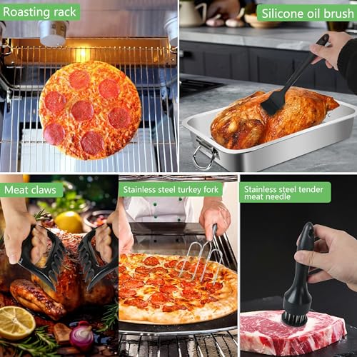 Asador de pavo de acero inoxidable para evitar carnes secas en horno 6