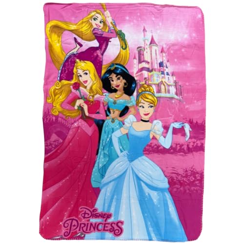 CARTOON Decke für Kinder, Disney-Prinzessinnen, 100 x 140 cm, weiche Decke aus Fleece, 100 prozent Polyester, 220 g/m², warm & leicht, perfekt für Kinderzimmer oder Sofa