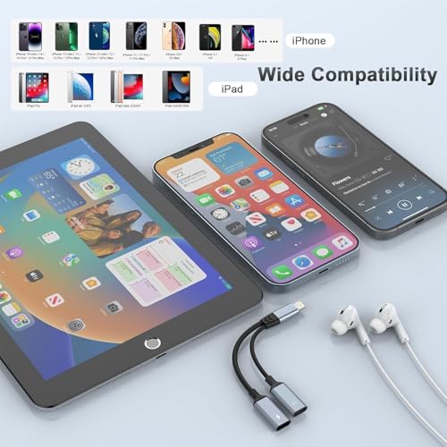 Divisor Lightning dual para iPhone con conector de carga sincronización y audio 6