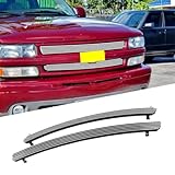Chrome Front Grill Grille fits 1999-2002 Chevy Silverado 1500/2000-2006 Chevy Suburban Tahoe Aluminum Billet Grille Insert Polished（2pcs）