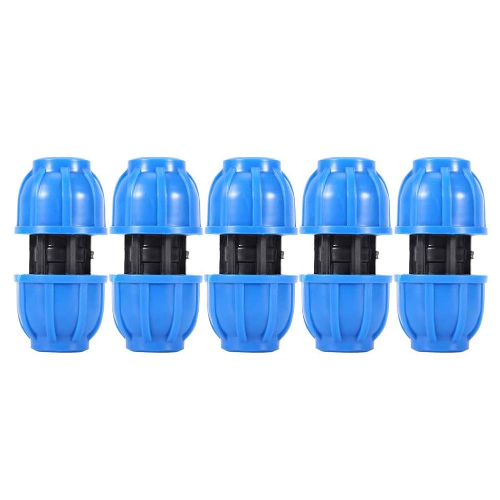 Mumusuki Black 5Pcs Pipe Connection Adapter, Pe Plastic 20Mm To 20Mm Straight Water Pipe Connector Pipe Connection Adapter Fitting