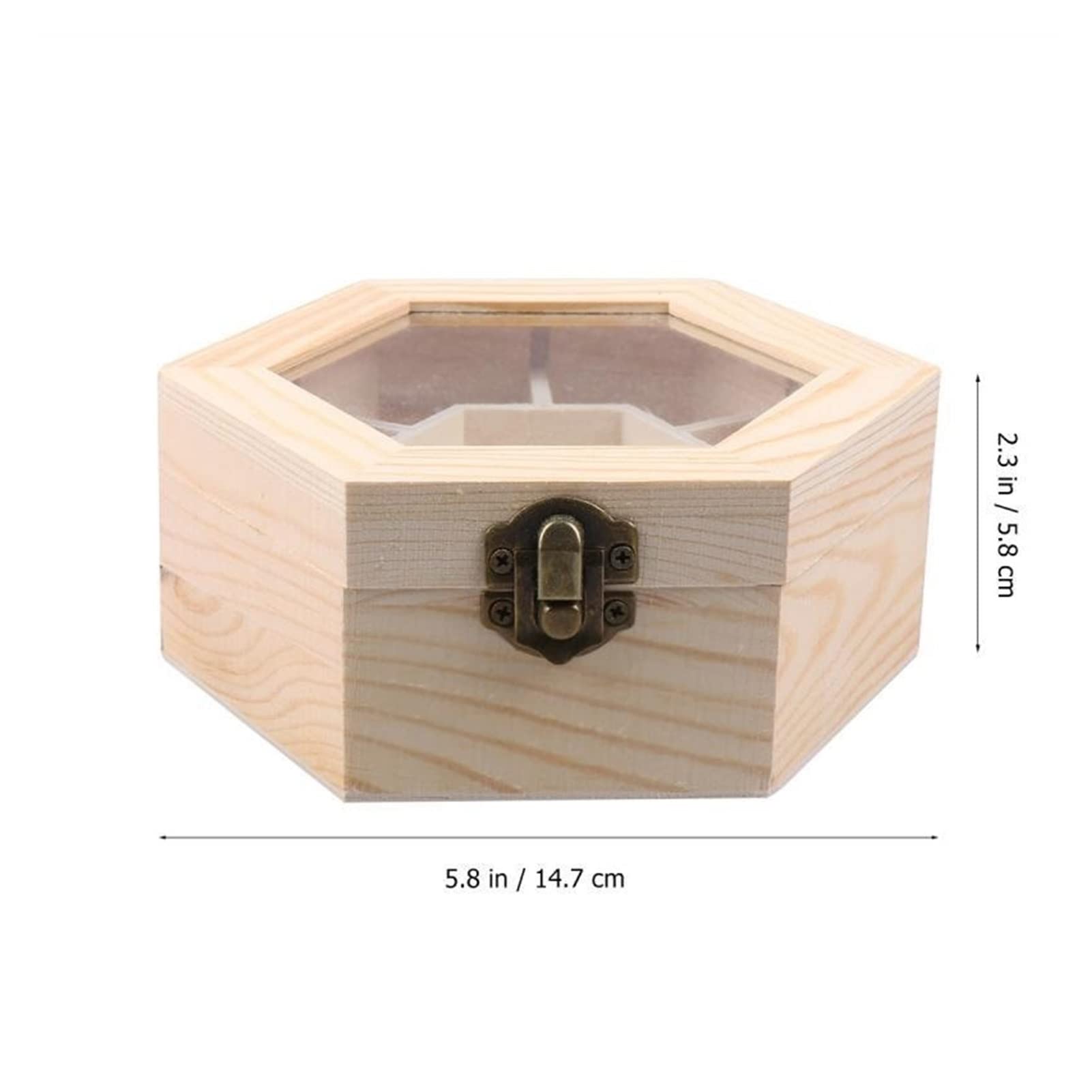 XBTGS Uhren-Display-Box, sechseckig, Holz-Schmuck-Organizer mit Glasdeckel und Schloss, Uhrenschmuck-Organizer zur Aufbewahrung und Präsentation von Uhrengehäusen für Herren