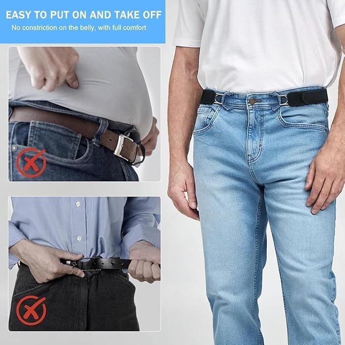 Image of myhalos KASHTHABHANJAN PHARMA Buckleless Belt Hook Tactical Metal Hook Elastic Belt Unisex Buckle-Less Invisible Waist Belts for Work & Edc
