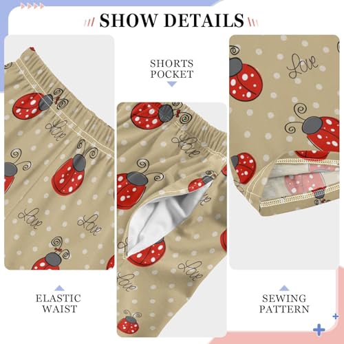 Ladybug Love Boys Long Pants Soft Trousers Elastic Waist Kids Lounge Bottoms with Pockets S-XL4