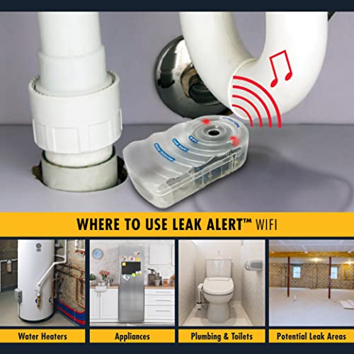 Zircon Leak Alert Wifi- 2 Pack - Smart Electronic Water Detector Alarm With Email, Audio And Visual Alerts - Batteries Included, (72336) White #TOP3