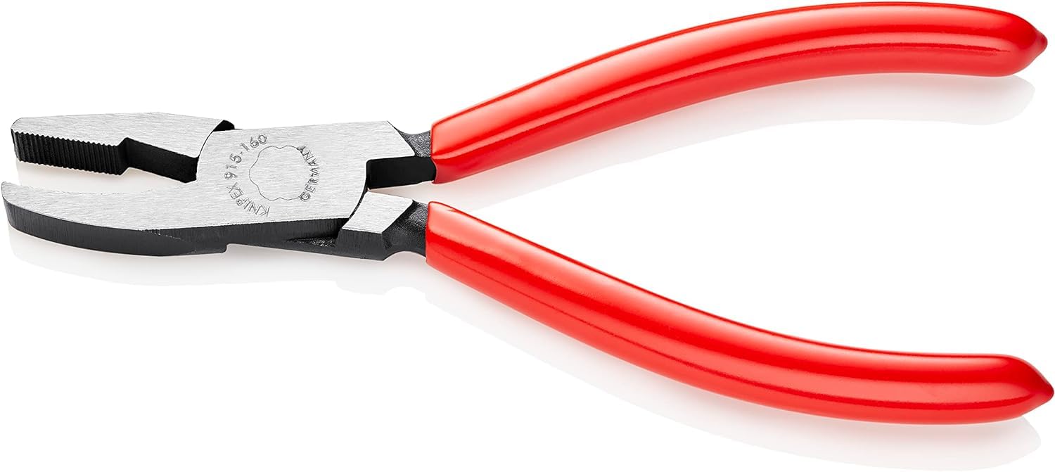KNIPEX Pinza per Vetrai - con Becchi Curvati Bonderizzata Nera, Rivestiti in Resina Sintetica 160 Mm 91 51 160