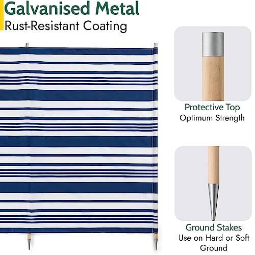 Trail Wooden Windbreak with Bag, Tall Windbreaker Sun Shelter Privacy Screen with Metal Spikes, Outdoor Camping Festival Garden (5 Pole: 3.6m x 1.25m or 7 Pole: 5.4m x 1.25m) - Image 5