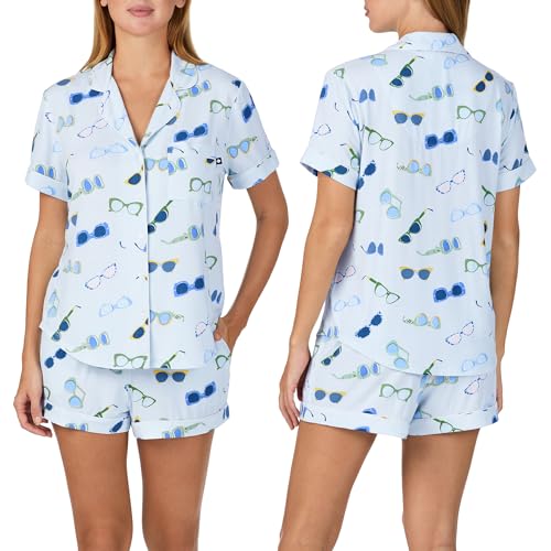 Image of kate spade new york Short Sleeve Brushed Jersey Notch Boxer Pajama Set