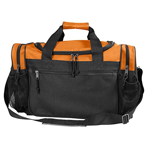 Image of DALIX 17 inch Duffle Bag Dual Front Mesh Pockets (Black Gold Gray Dark Green Navy Blue Maroon Royal Blue Orange Pink Purple Red White