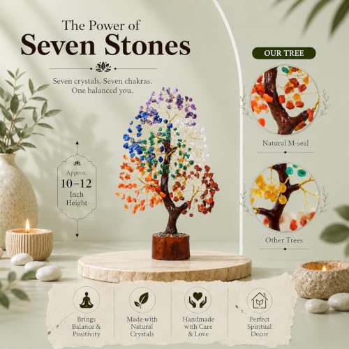 Image of Crocon Crystal Tree of Life 7 Chakra Healing Crystal Trees, Birthday Gifts Women, Sister & Mom | Home Decor, Gemstone Trees for Positive Energy, Good Luck Office Desk Decor, Housewarming Gift Home