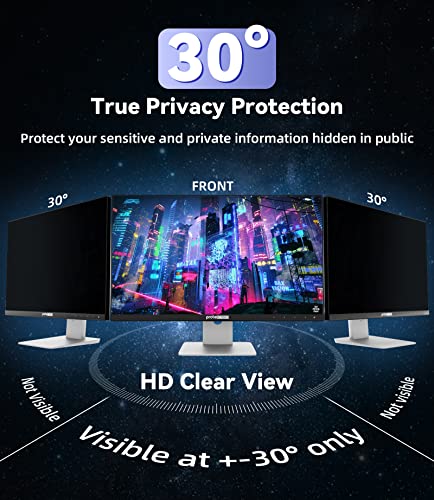 27 Inch Computer Privacy Screen Filter For 16:9 Widescreen Monitor, Removable Eye Protection Anti Glare Blue Light Filter Privacy Shield, Anti Scratch Anti Spy Screen Protector Film 27 In #TOP3