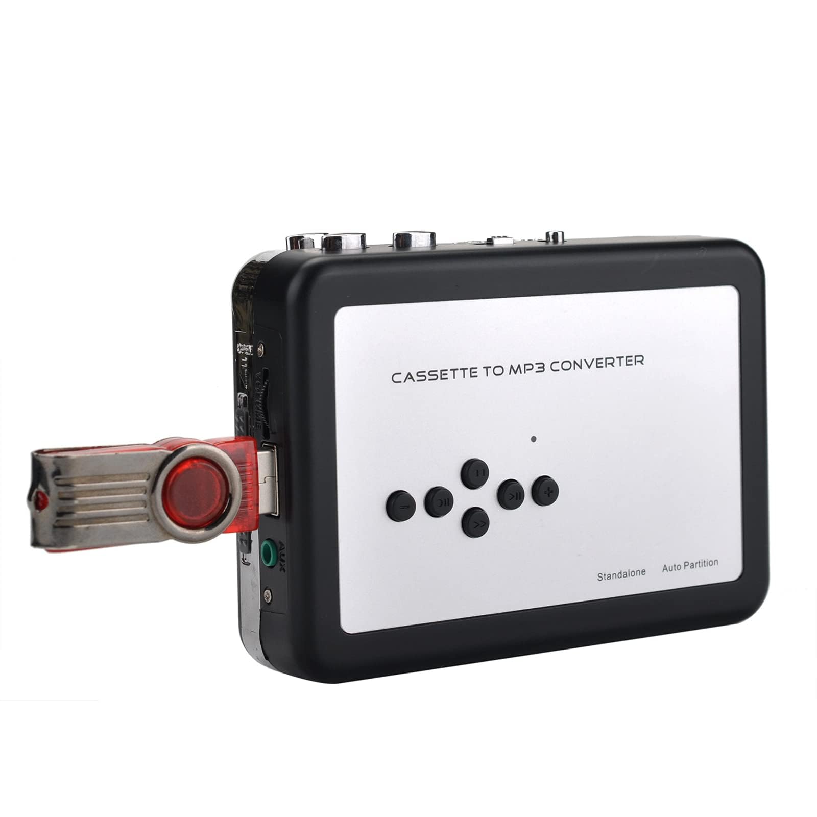 Przenośny odtwarzacz kasetowy - konwerter kasety USB na MP3 z funkcją odtwarzania, automatyczne cofanie, zewnętrzne wsparcie audio, dźwięk stereo lewy i prawy kanał