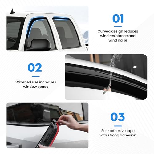 Image of Rain Guards for 1999-2006 Chevy Silverado /GMC Sierra 1500 /2500 / 3500 / 2500HD Extended Cab /2007 Silverado /Sierra Classic Mode Window Visors, Out-Channel Side Window Rain Guards, 4PCS, Black